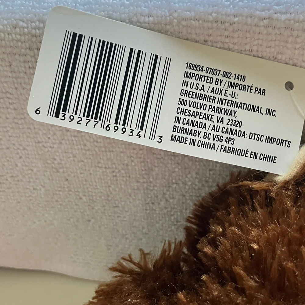 Chocolate Scented 6” Stuffed Teddy Bear w/tag-red ribbon-no real scent left